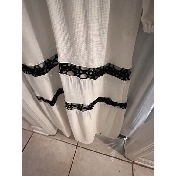 Sugarfree White Black Crochet Tiered Maxi Dress Size S Boho Cottagecore Prairie - Picture 4 of 9